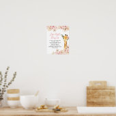 Poster Giraffe rose pâle Baby shower de nuit couche tardi (Cuisine)