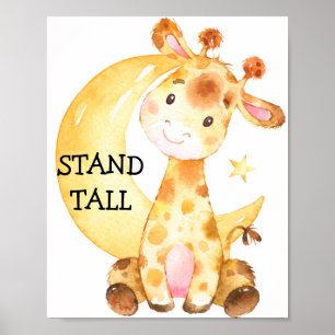 Poster Giraffe Safari mignonne Citation Nursery Imprimer 