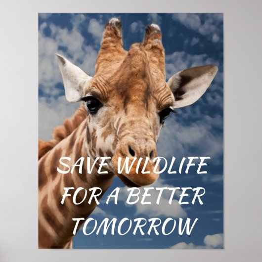 Poster Giraffe, sauvez la faune pour un avenir meilleur (Devant)
