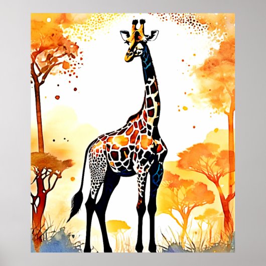 Poster Giraffe Savannah Art (Devant)