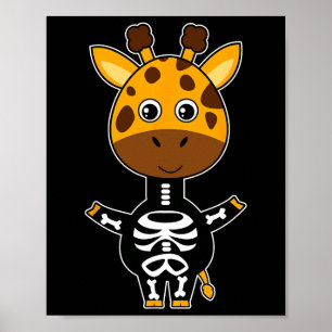 Poster Giraffe Squelette Xray Costume mignon Halloween fa