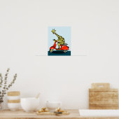 Poster Giraffe sur un cyclomoteur rétro (Cuisine)