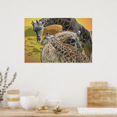 POSTER GIRAFFE TWISTER LOVE TRIANGLE FRAMED IMPRIMER (Cuisine)