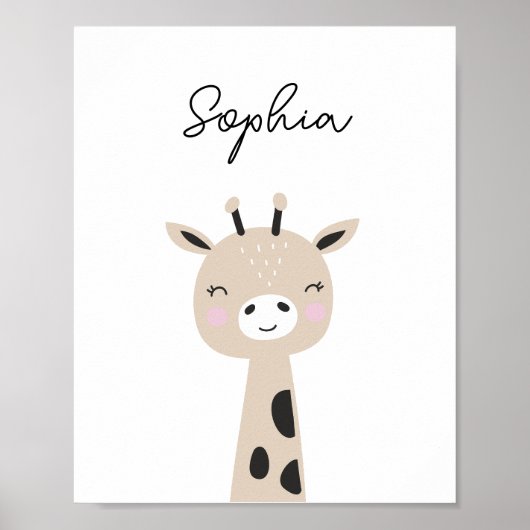 Poster Giraffe Woodland Animal Nursery Wall Art (Devant)