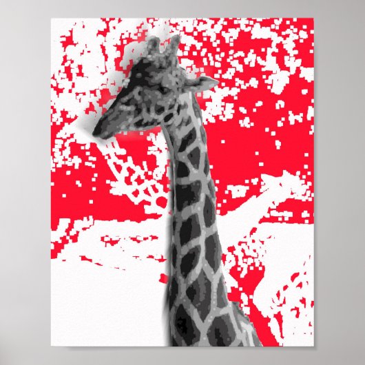 Poster Giraffes, Abstrait En Rouge (Devant)