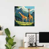 Poster Giraffes amicales dans la peinture sauvage (Bureau à domicile)