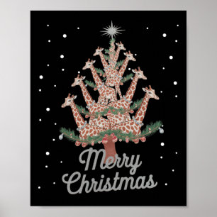 Poster Giraffes Arbre de Noël Giraffe Arbre de Noël Joyeu