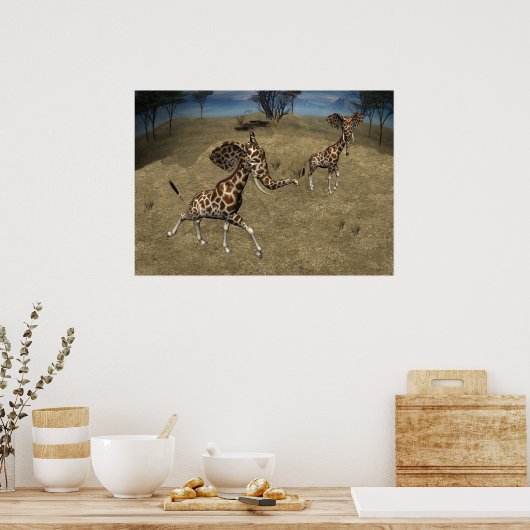 Poster Giraffes d'éléphants mignons (Cuisine)