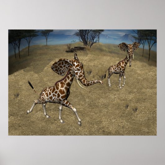 Poster Giraffes d'éléphants mignons (Devant)