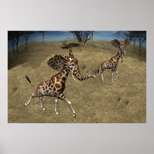Poster Giraffes d'éléphants mignons (Devant)