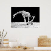 Poster Giraffes en noir et blanc (Cuisine)