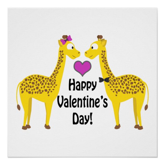 Poster Giraffes Heureuses Saintes-Valentin (Devant)