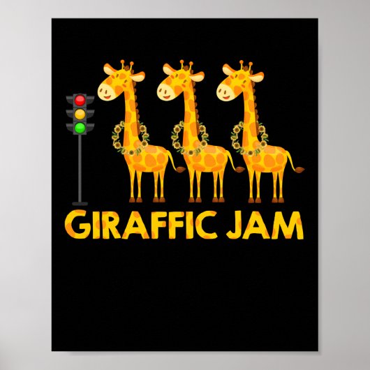 Poster Giraffic Jam Cute Giraffe Traffic Light (Devant)