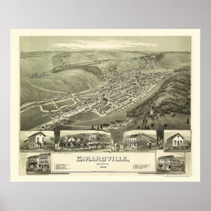 Poster Girardville, carte panoramique de PA - 1889