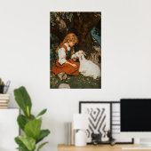 Poster Girl And Goat Print, Antique Printable Art, Rustic (Bureau à domicile)