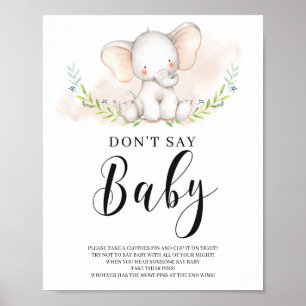 Poster Girl Elephant Ne pas dire Baby Sign Game Baby show