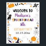 Poster Girl Halloween Spooktacular Birthday Welcome Poste<br><div class="desc">Welcome your party guests with an adorable personalized sign. Frame the sign and display it on a table near the entrance or mount the poster on foam and display it outside on an easel. The design features cute Halloween graphics.</div>