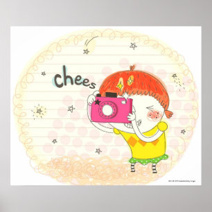 Poster Girl holding camera, clicking