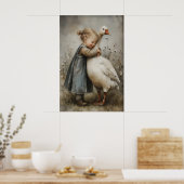 Poster Girl Hugs Goose Love Printable, Rustic Cottagecore (Cuisine)