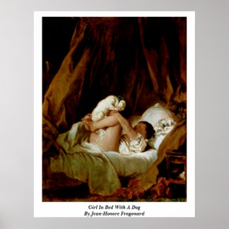 Poster Girl In Bed With A Dog By Jean-Honore Fragonard
