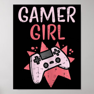 Poster Girl Pink Game Controller Cute Video Gaming Femmes