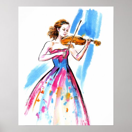 Poster Girl playing the violin (Devant)