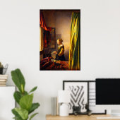 Poster Girl Reading a Letter at an Open Window by Vermeer (Bureau à domicile)