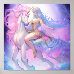 Poster Girl Riding a Unicorn