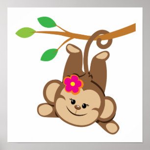 Poster Girl Swinging Monkey