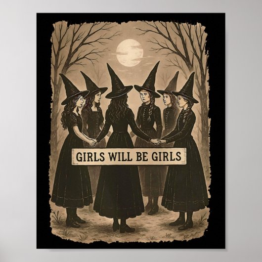 Poster Girls Sera Filles Sorcière Witchy Saison Éffrayant (Devant)