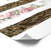 Poster Girly Pink Roses and Faux Gold Brushstrokes (Coin)