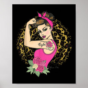 Poster Girpower Pink Ribbon Lutter contre le cancer du se