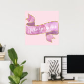 Poster Girty Pretty Blush Rose Hello Gorgeous Gold Ribbon (Bureau à domicile)