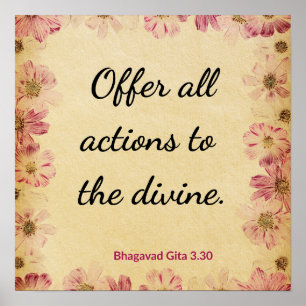 Poster Gita Offrande d'Actions Rose Beige Spirituel Flora