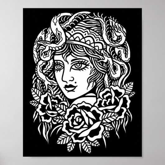 Poster Gitan Serpent Américain Traditionnel Tatouage Encr (Devant)