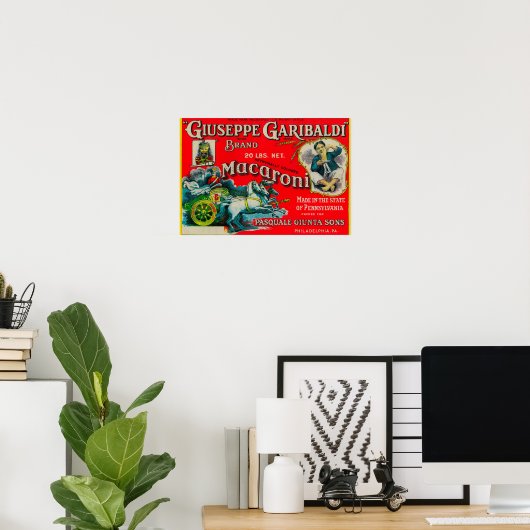 Poster Giuseppe Garibaldi Macaroni Étiquette (Bureau à domicile)