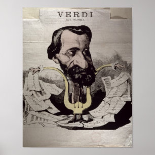 Poster Giuseppe Verdi, caricature, années 1860