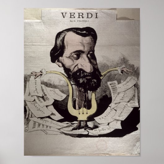 Poster Giuseppe Verdi, caricature, années 1860 (Devant)