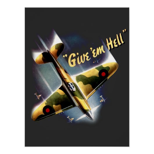 Poster Give 'Em Hell - Retro Spitifire (Devant)