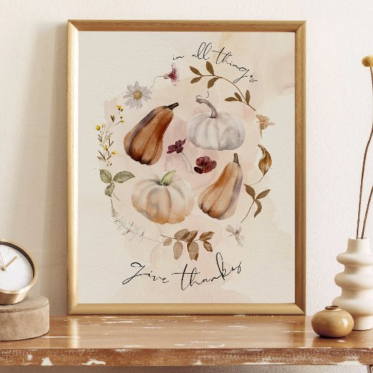 Poster Give Thanks Fall Art Print