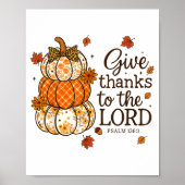 Poster Give Thanks To The Lord Fall Christian Pumpkin Coq (Devant)