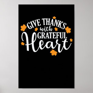Poster Give Thanks with Grateful Heart USA jour férié