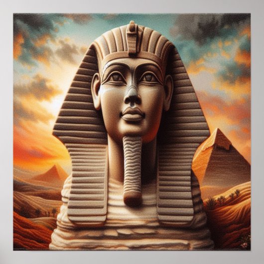 Poster Giza Sphinx Head avec Pyramides Egypte Travel (Devant)