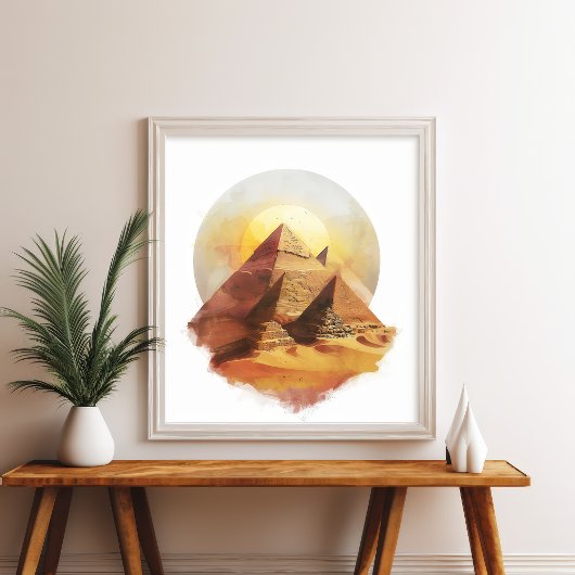 Poster Gizeh Pyramides Egypte Désert Mur du Soleil Art