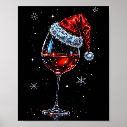 Poster Gl Of Red Wine Santa Hat Christmas 2025 Women Men  (Devant)