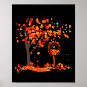Poster Gl Of Wine Maple Leaf Autumn Fall Funny Drink Wine (Devant)
