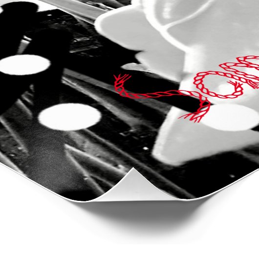 Poster glacé Ananas et fraise blanc (Coin)