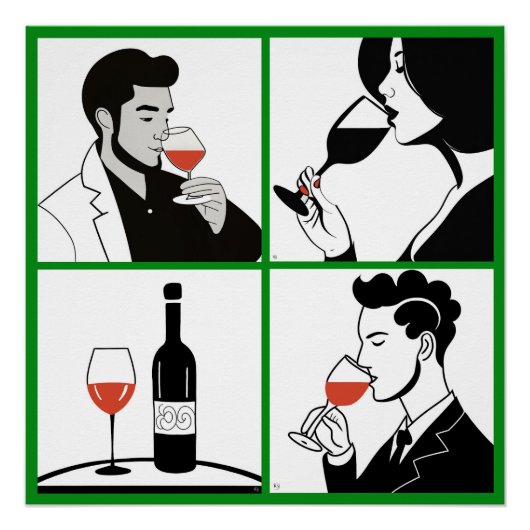 Poster glacé du Quartet de vin (Devant)
