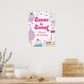 Poster Glace et Gâteau Sept est Douce 7e Anniversaire (Cuisine)