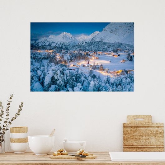 Poster Glace et neige | Graubunden, Engadin, Suisse (Cuisine)